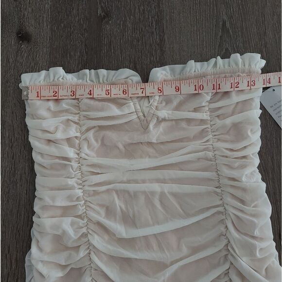 Lulu's Do the Most White Ruched Mesh Strapless Bodycon Mini Dress Small - Picture 8 of 11